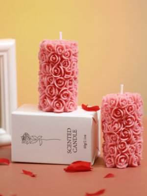 Handmade rose pillar scented candle