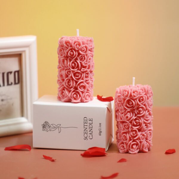 Handmade rose pillar scented candle