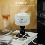 Camellia-shaped scented candle